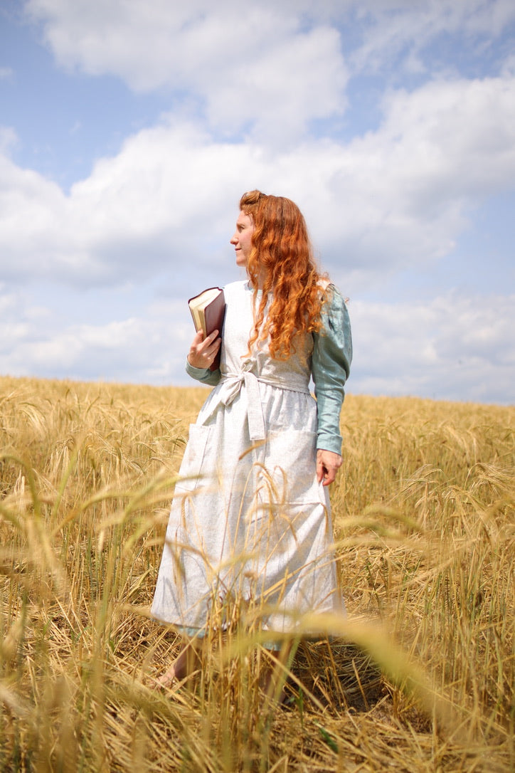 White Garden Moss Pinafore Dress