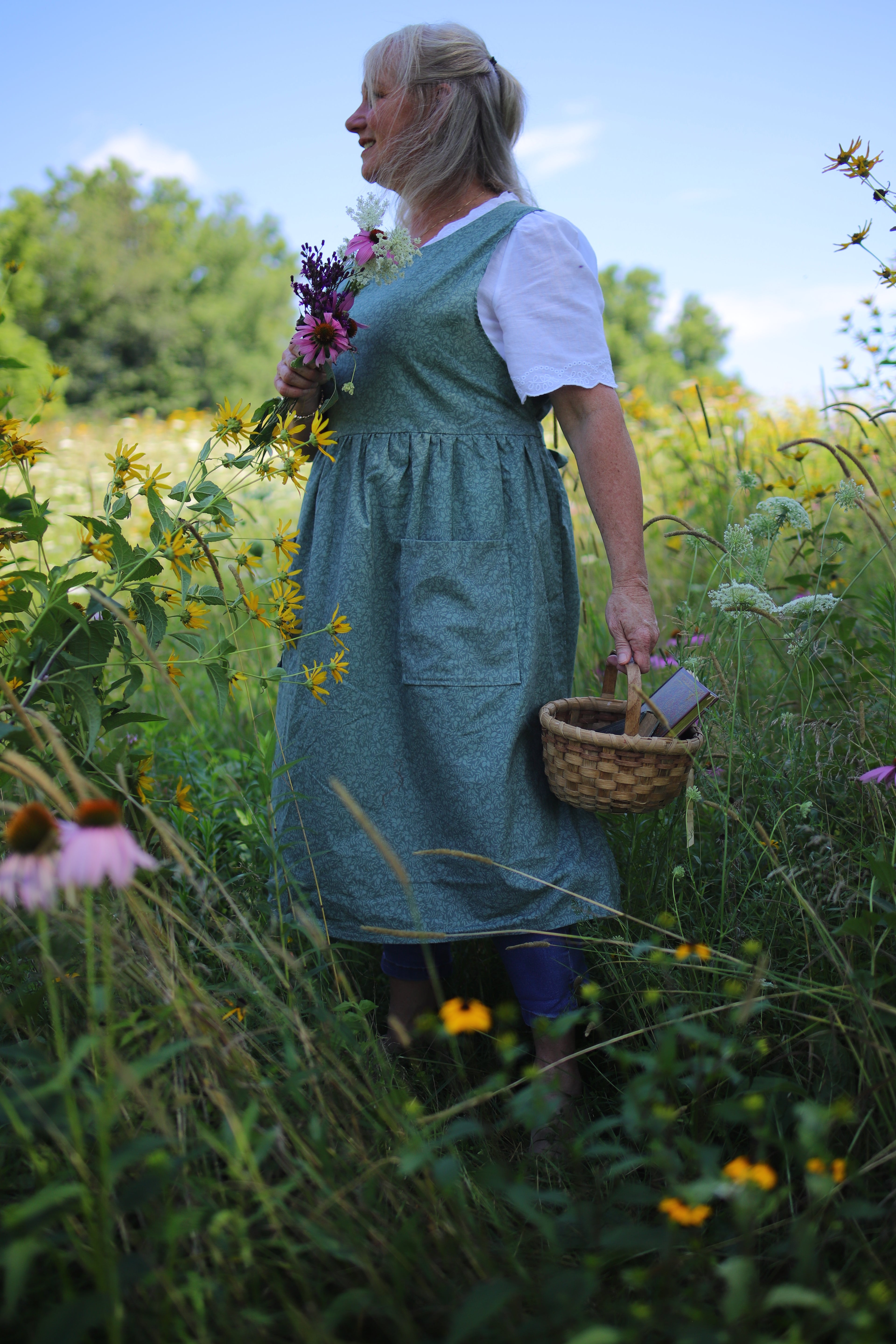 Garden Moss Floral Pinafore Dress