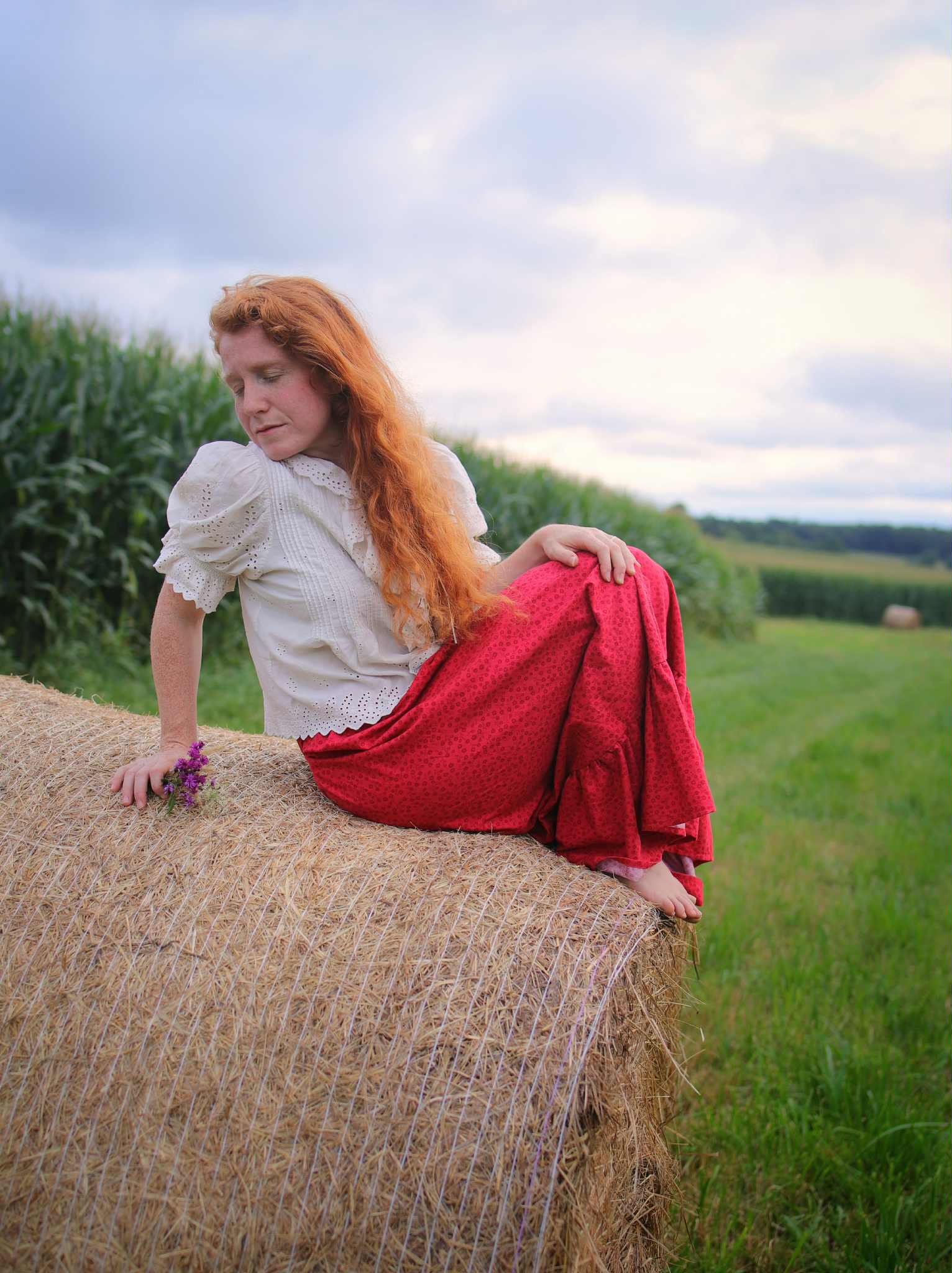 Aliyah Skirt in Cherry Red Flower