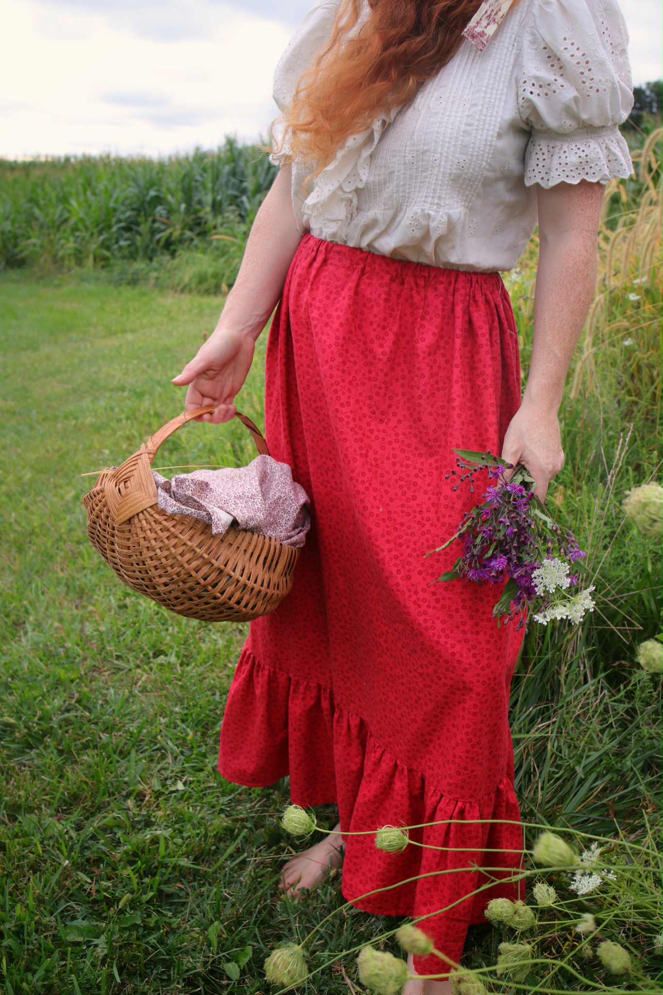 Aliyah Skirt in Cherry Red Flower