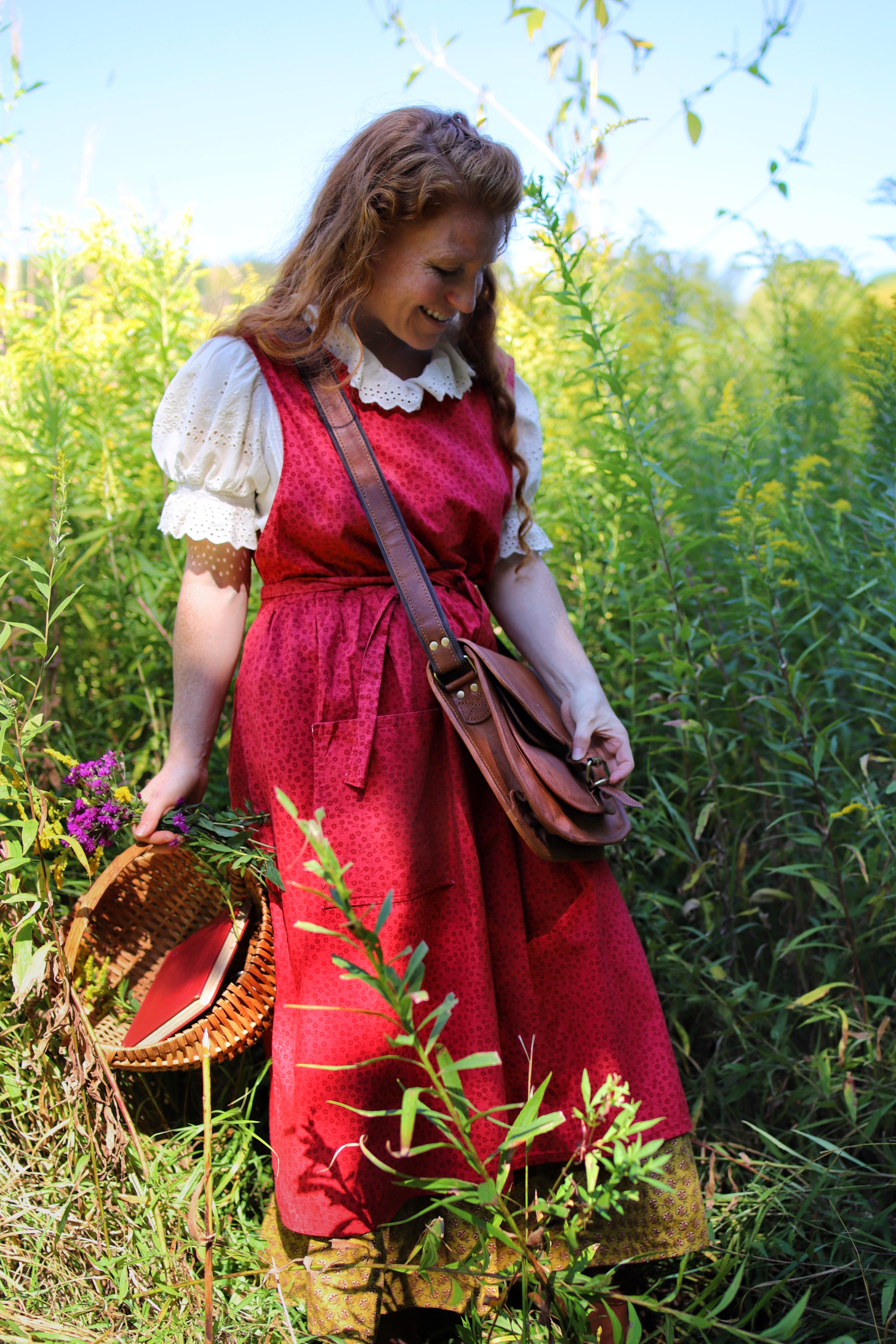 Arete Pinafore in Cherry Red Flower