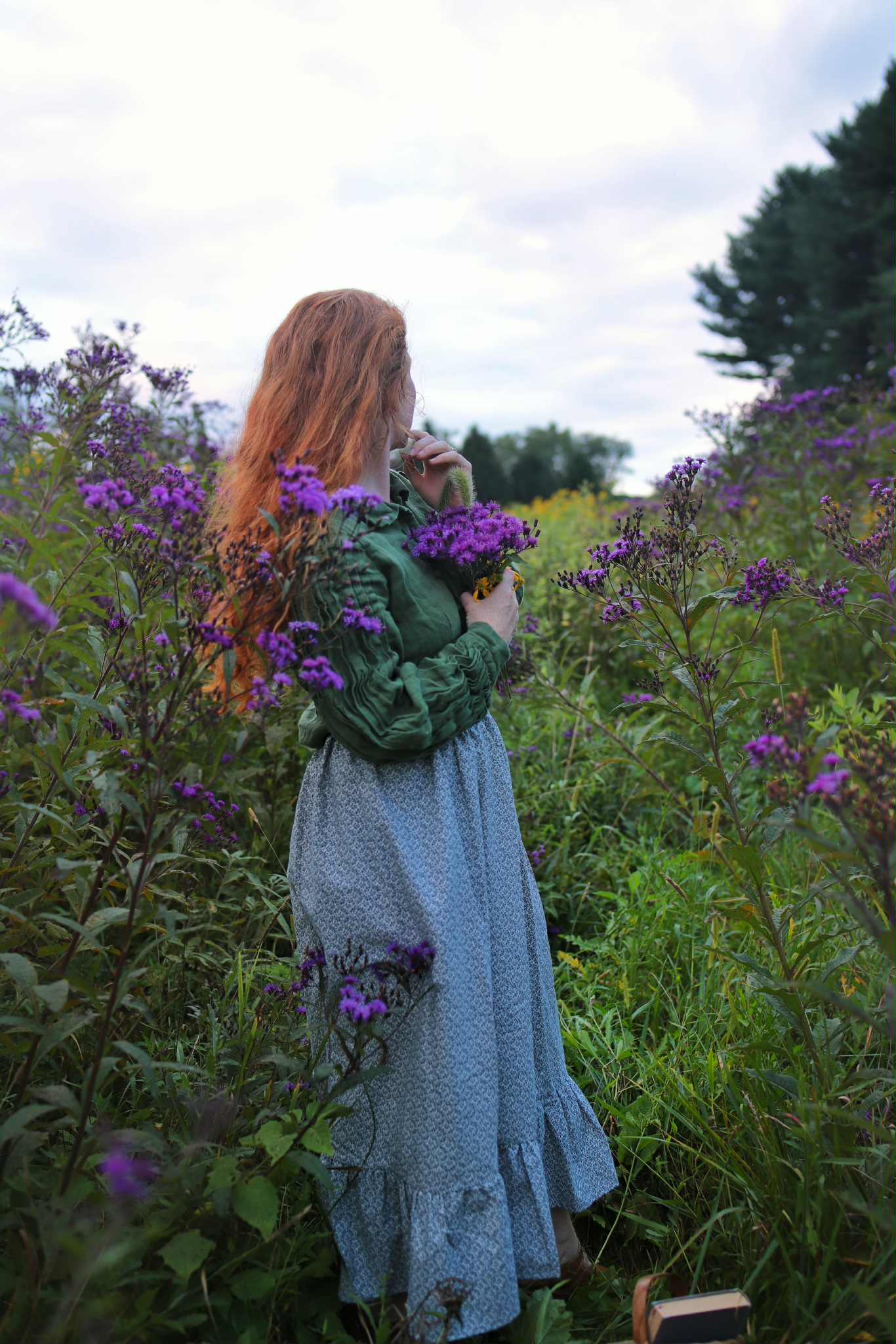 Aliyah Skirt in Blue Calico Vine