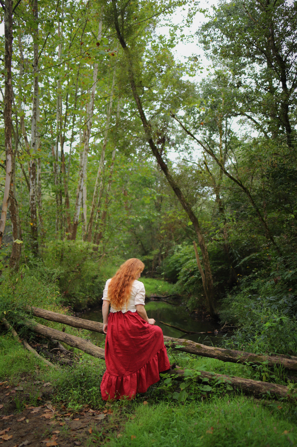 Linen Prairie Skirt in Autumn Red