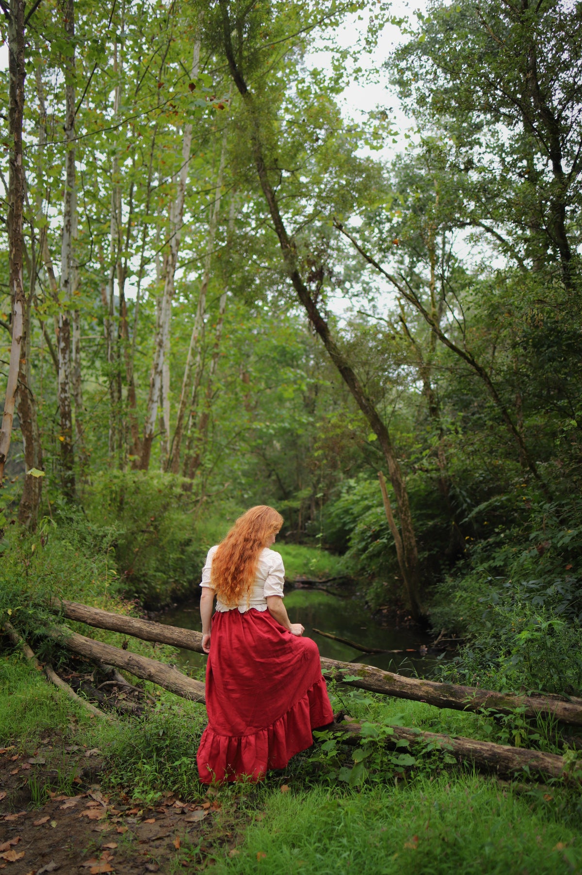 Linen Prairie Skirt in Autumn Red