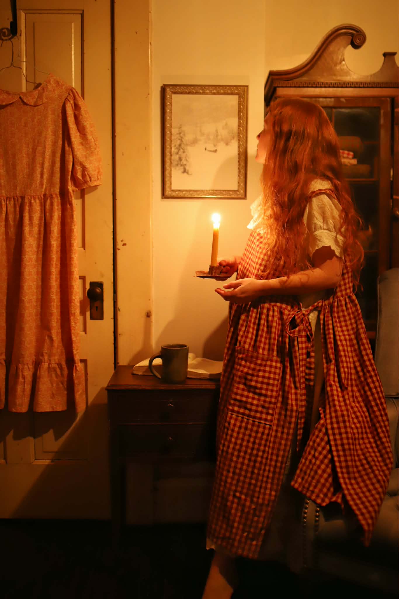 Red Gingham Homespun Pinafore