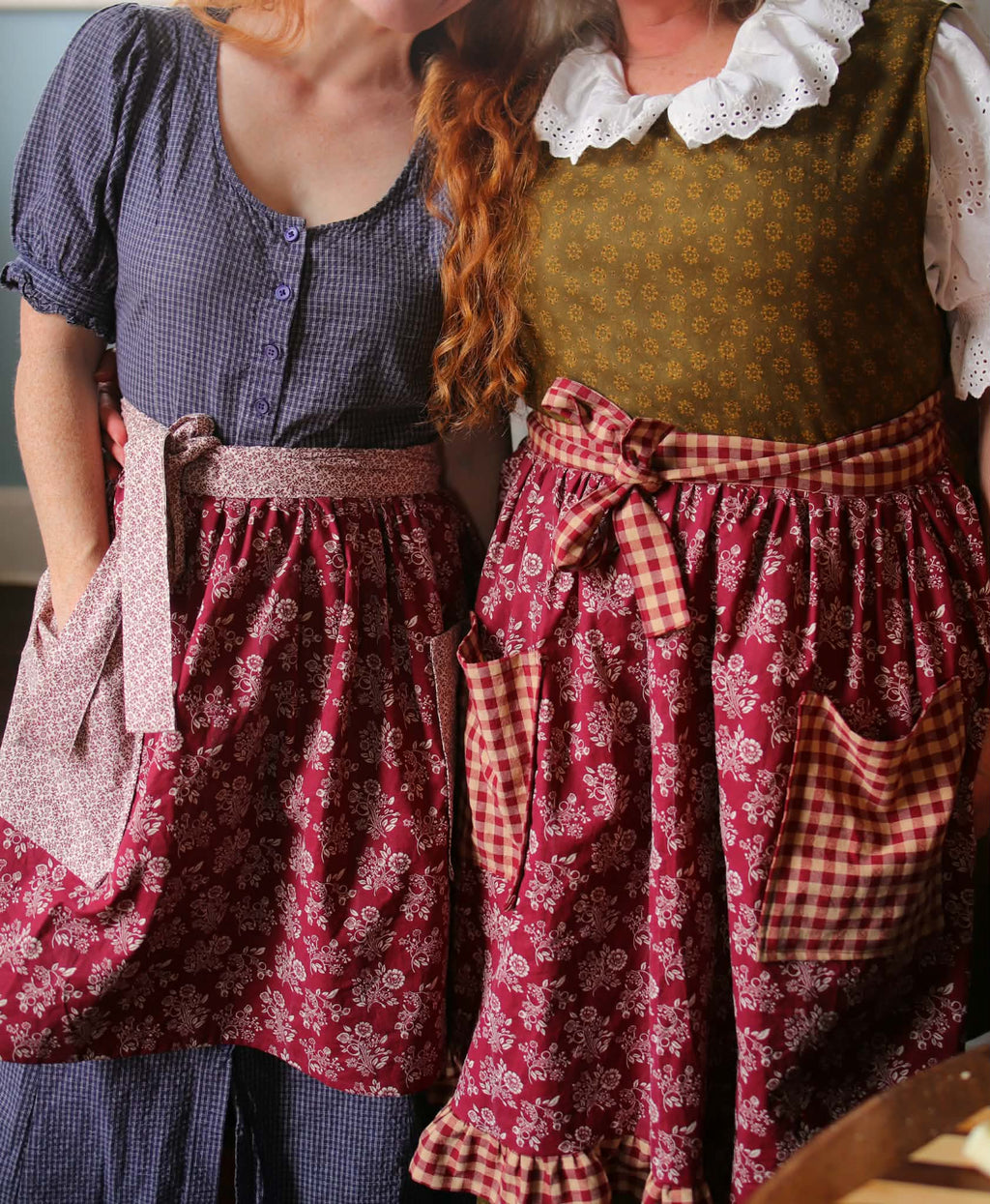 Burgundy Bouquet Ruffle Homepsun Apron