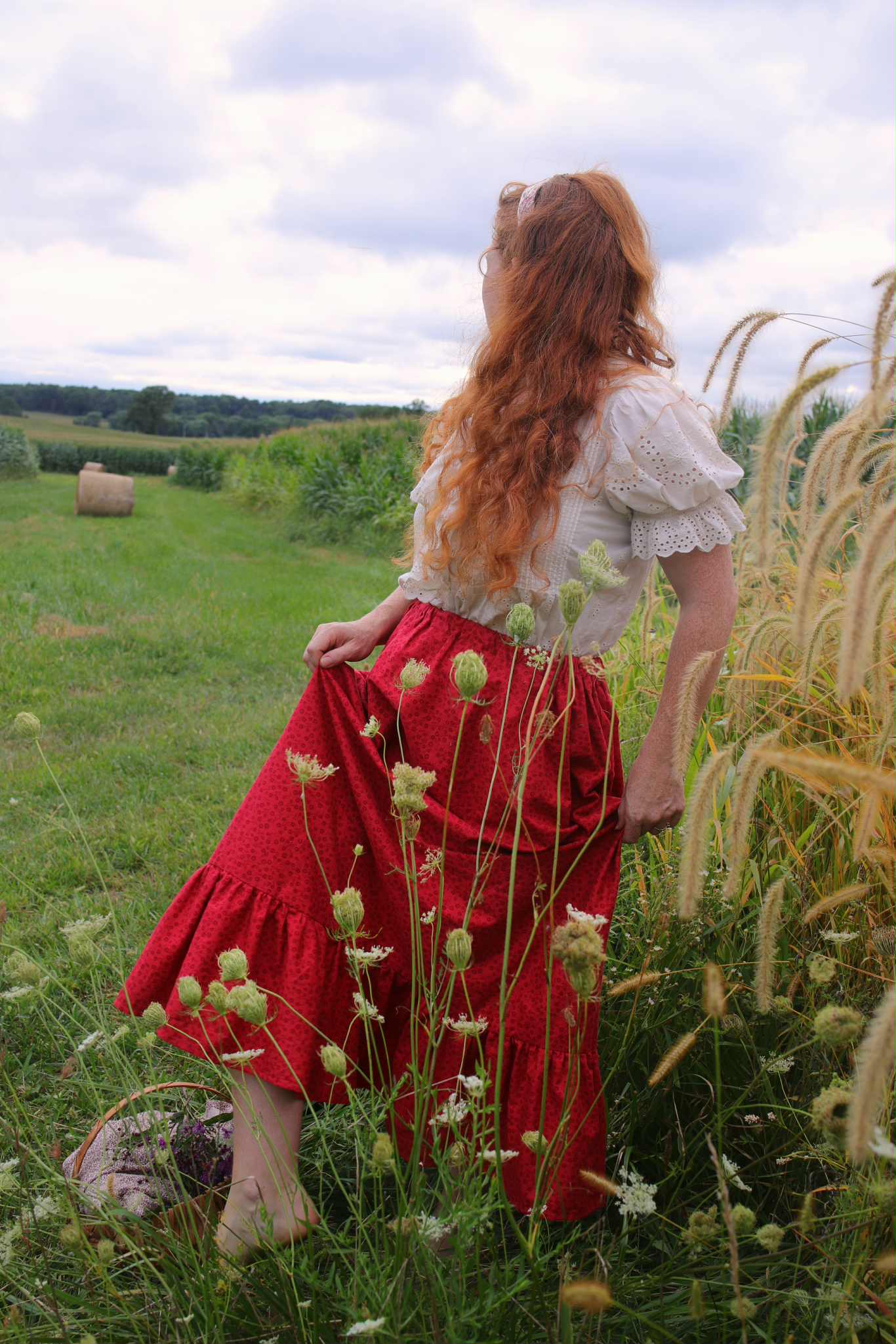 Aliyah Skirt in Cherry Red Flower