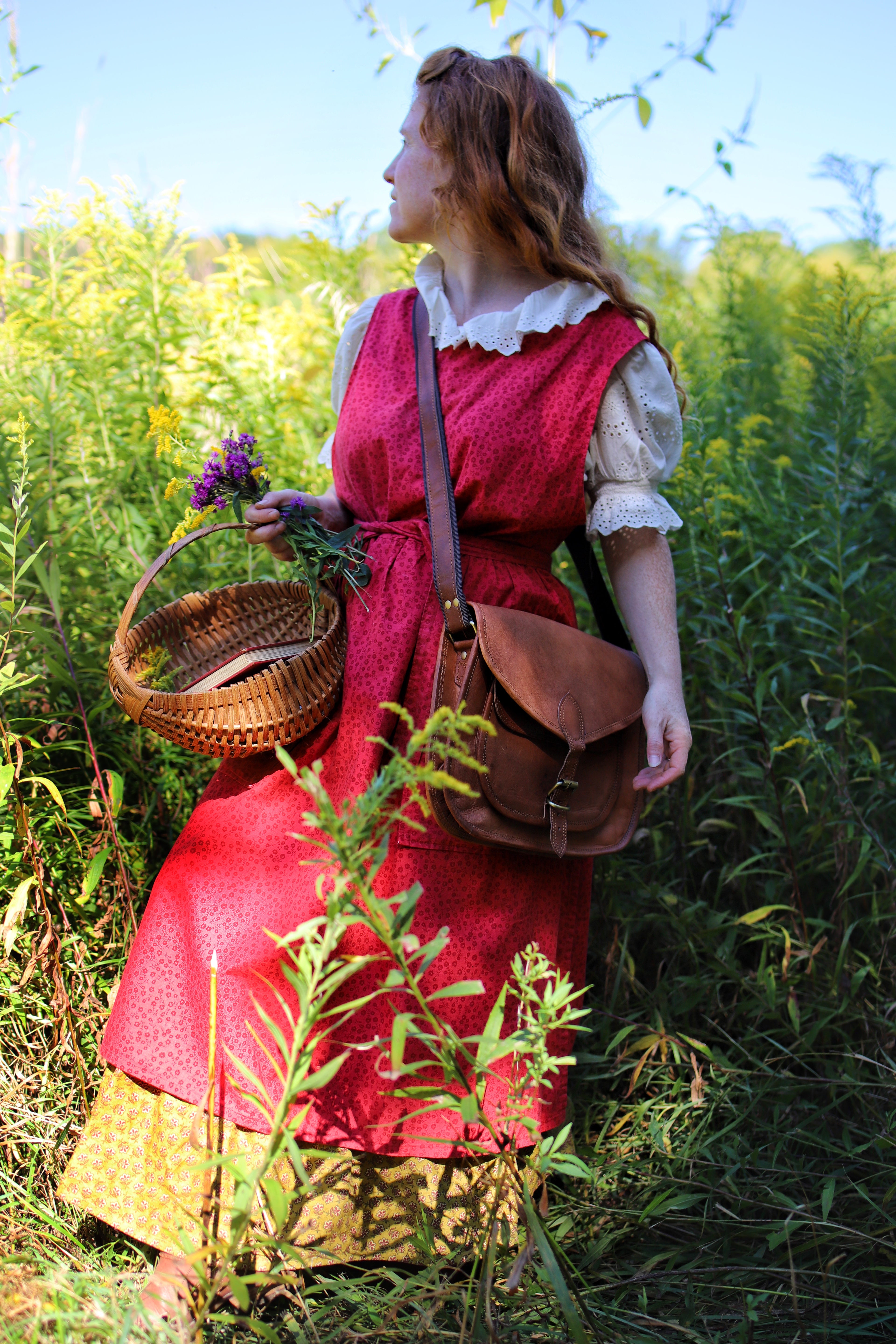 Arete Pinafore in Cherry Red Flower