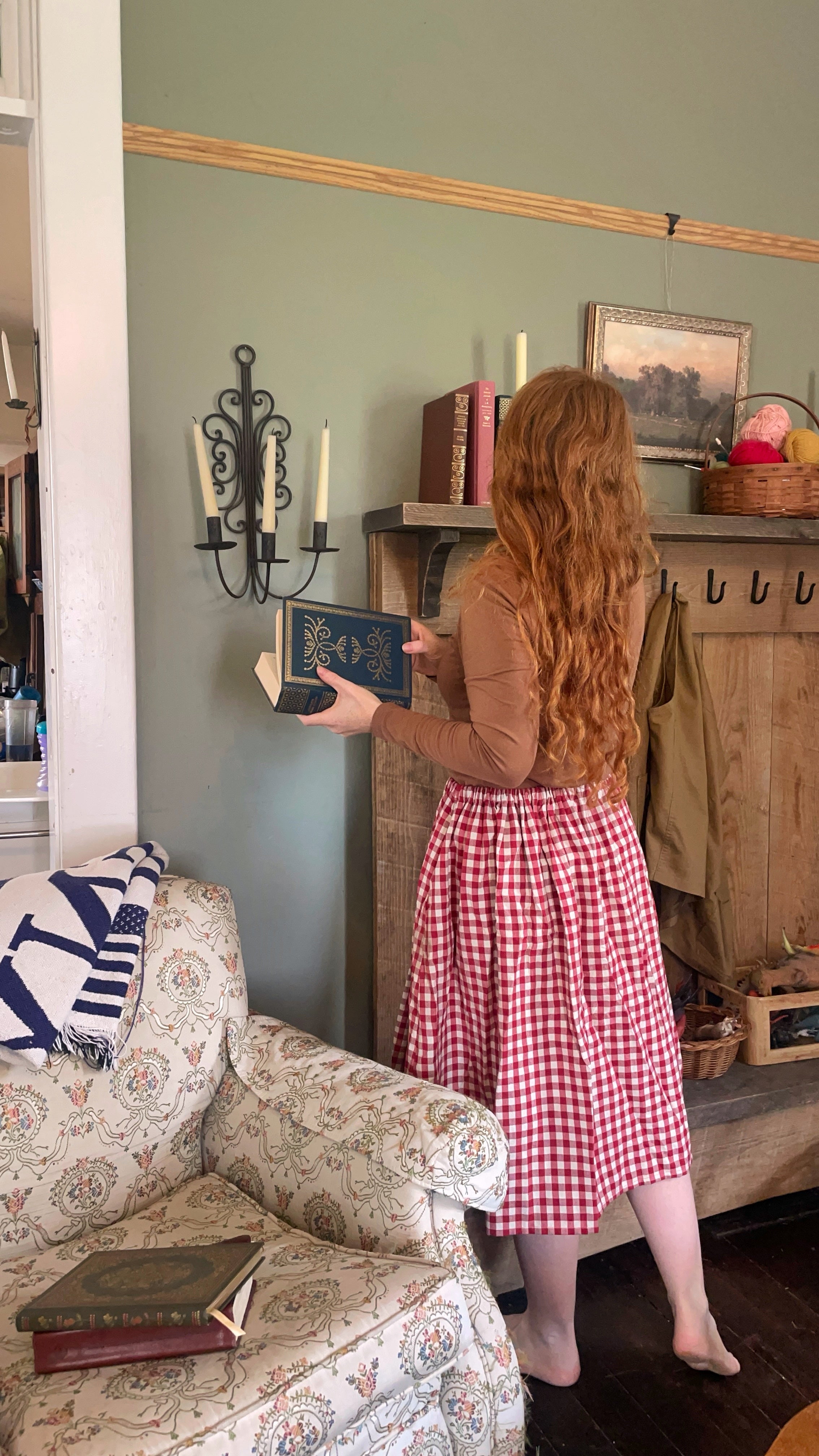 Strawberry Gingham A-Line Skirt