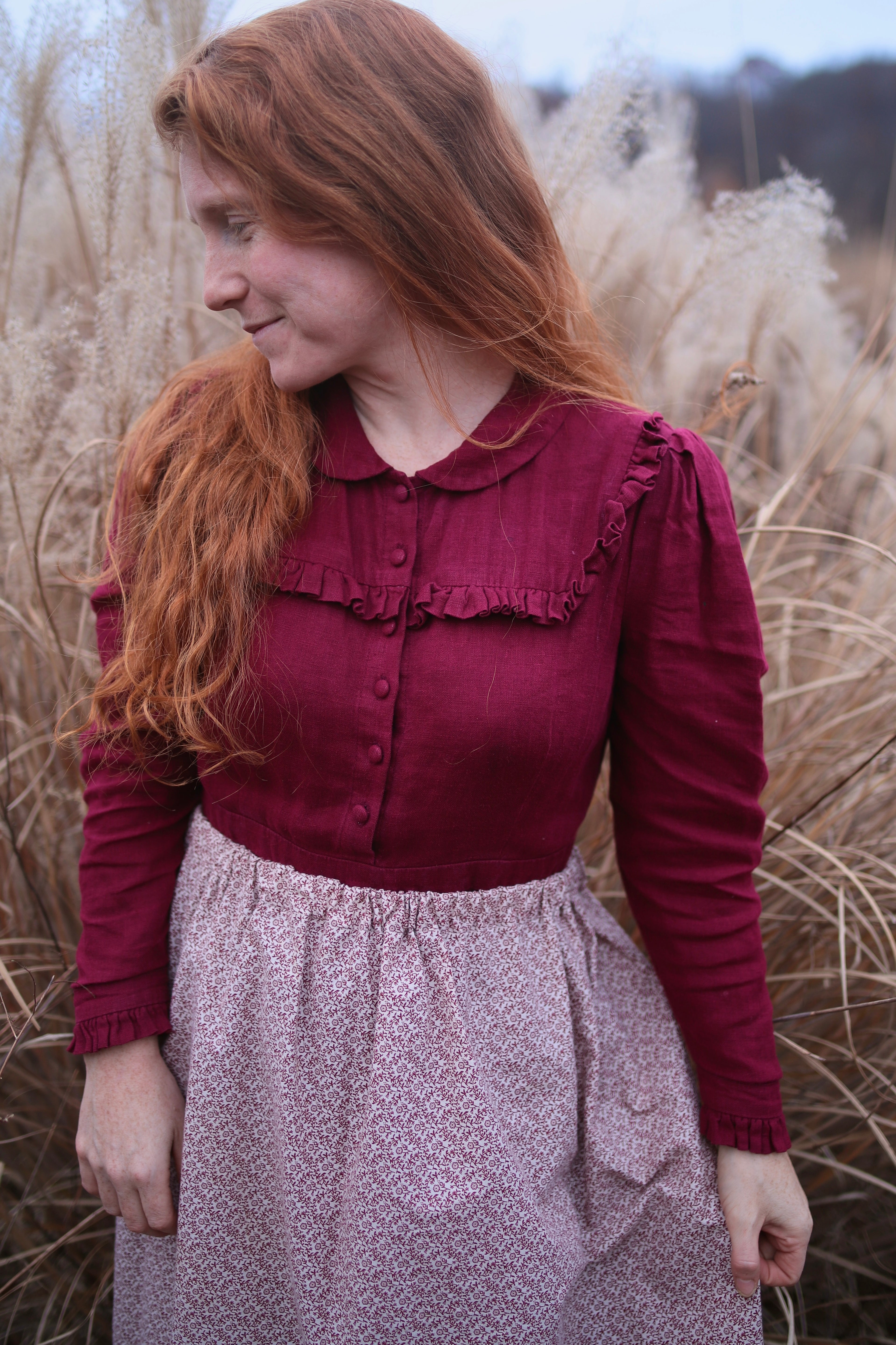 Red Calico Vine Skirt