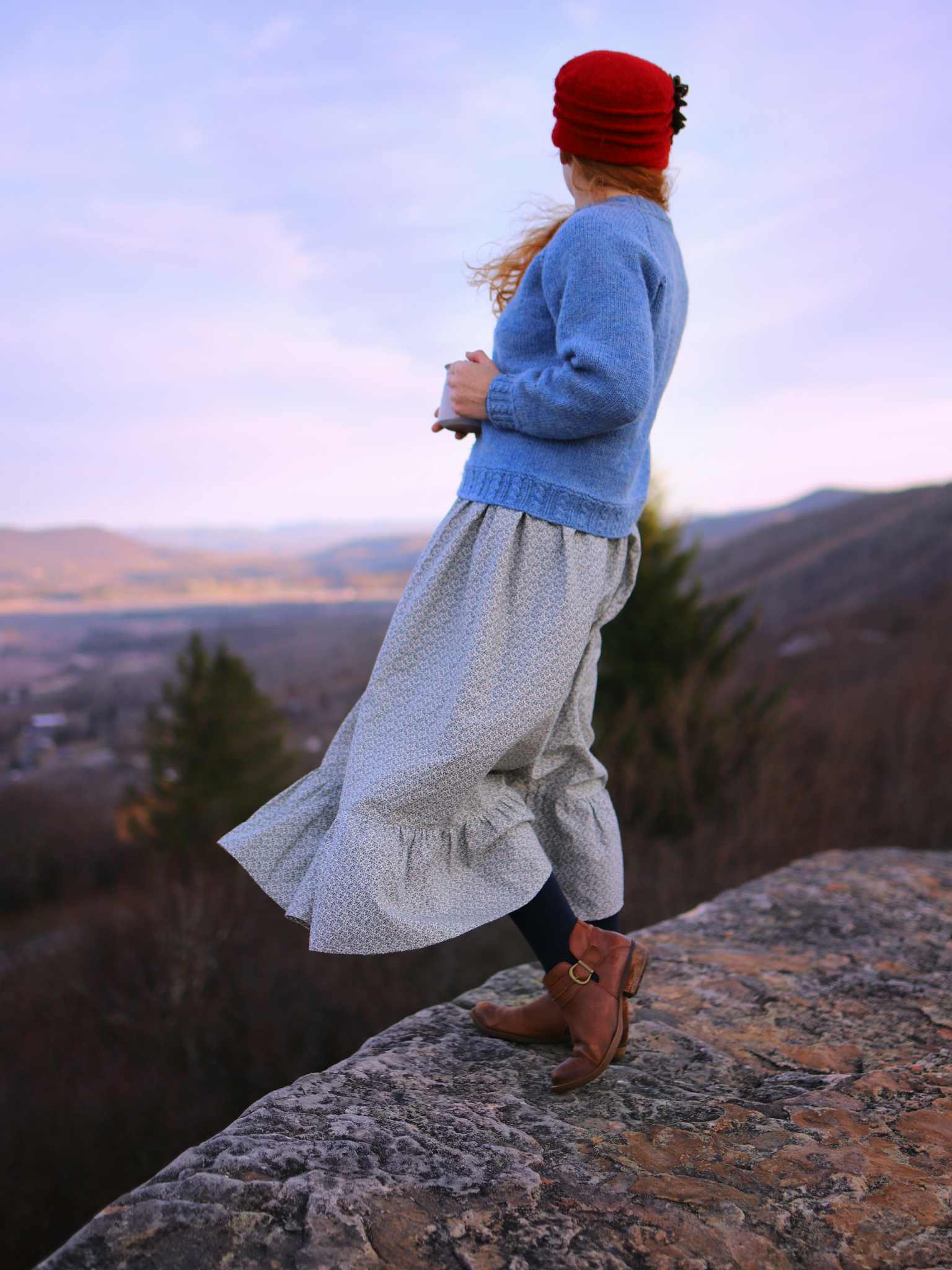 Blue Calico Vine Skirt