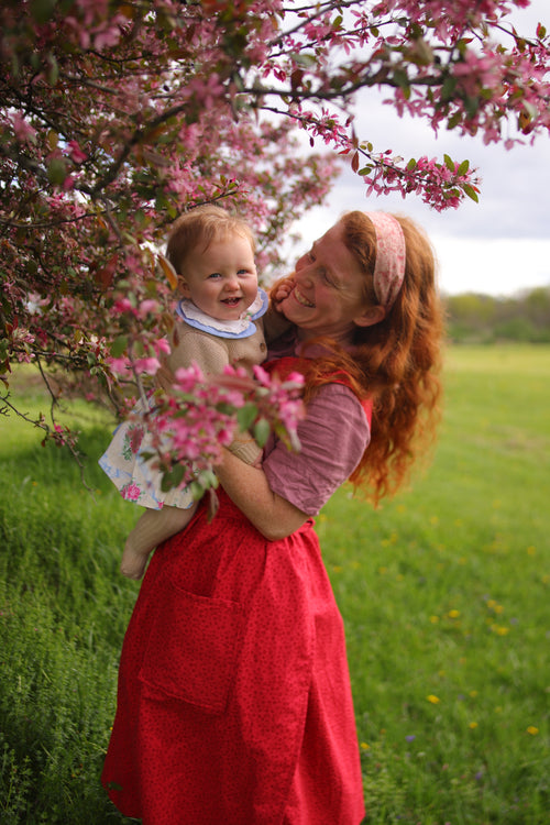 Cherry Red Flower Pinafore Dress