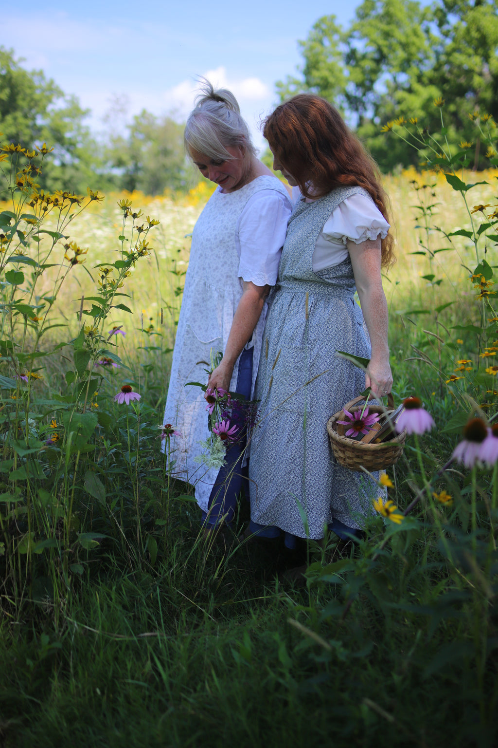 Navy Calico Vine Pinafore Dress