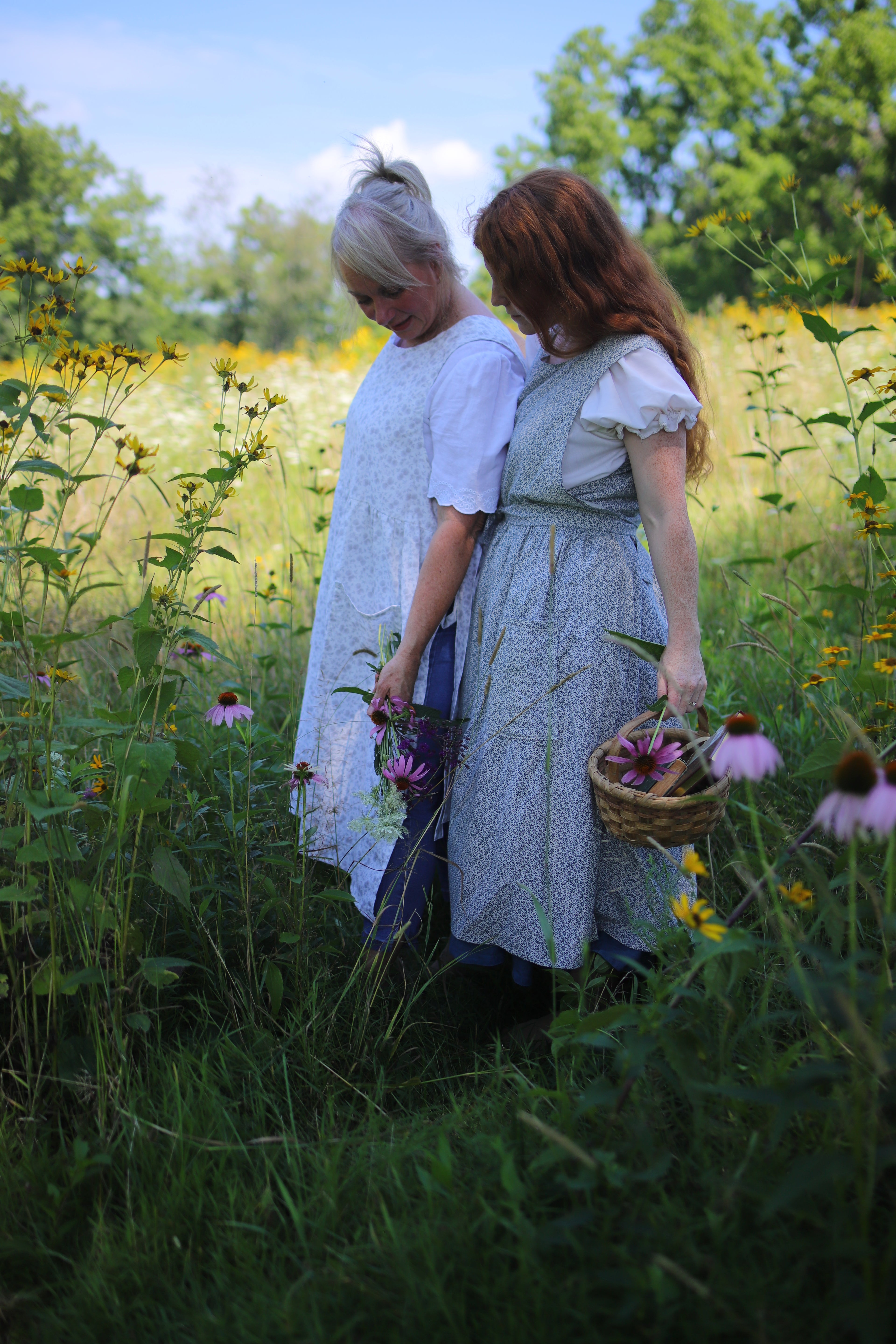 Navy Calico Vine Pinafore Dress