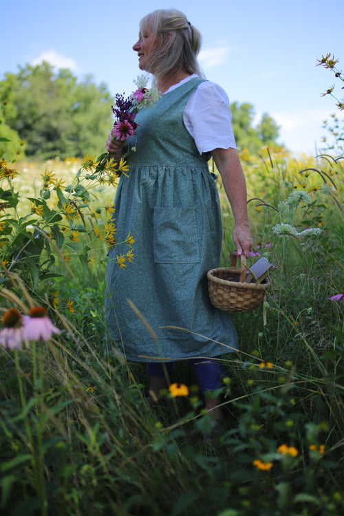 Garden Moss Floral Pinafore Dress