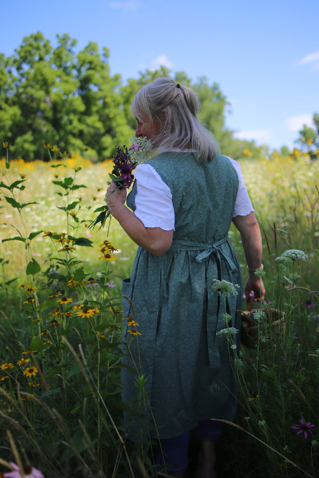 Garden Moss Floral Pinafore Dress