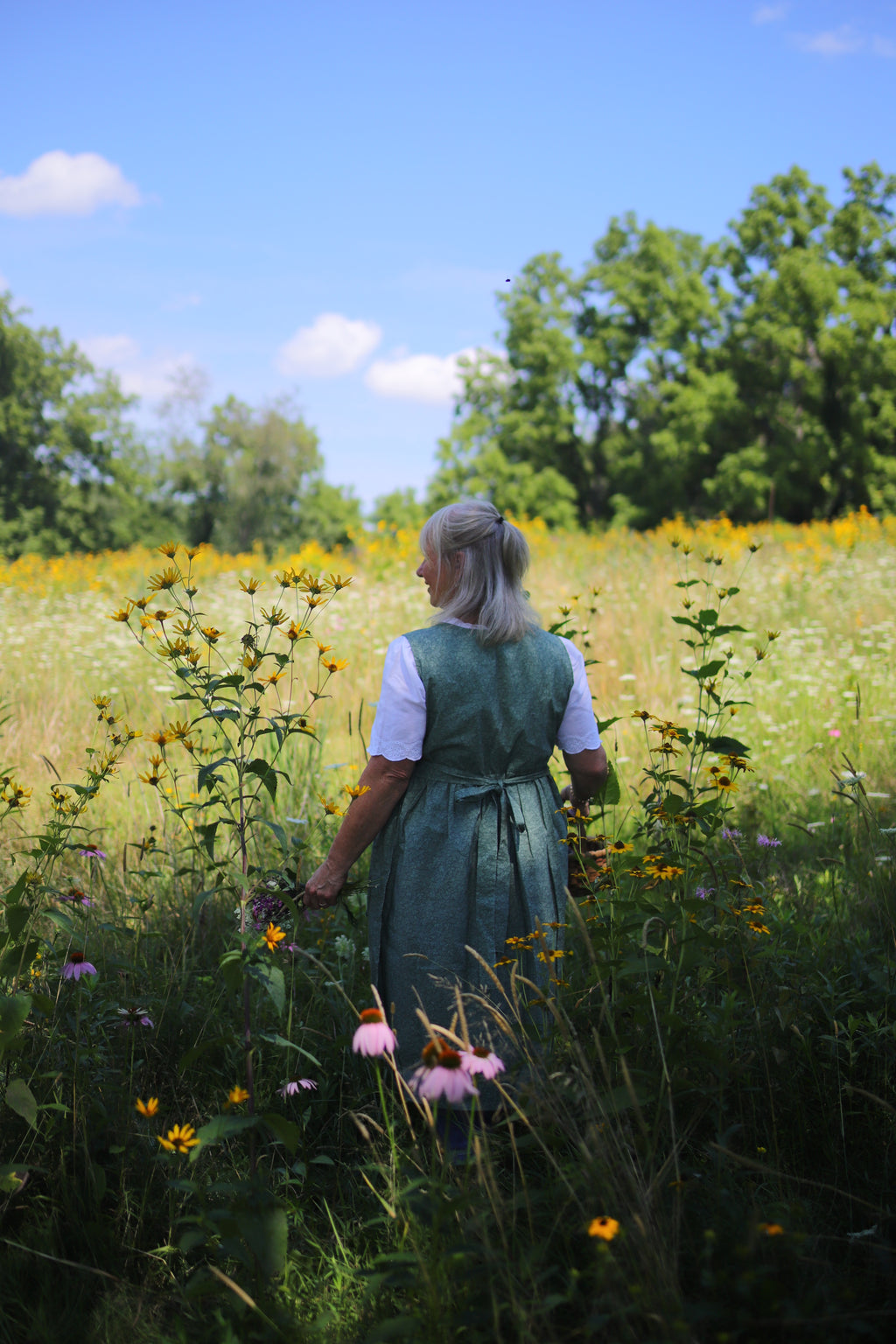 Garden Moss Floral Pinafore Dress