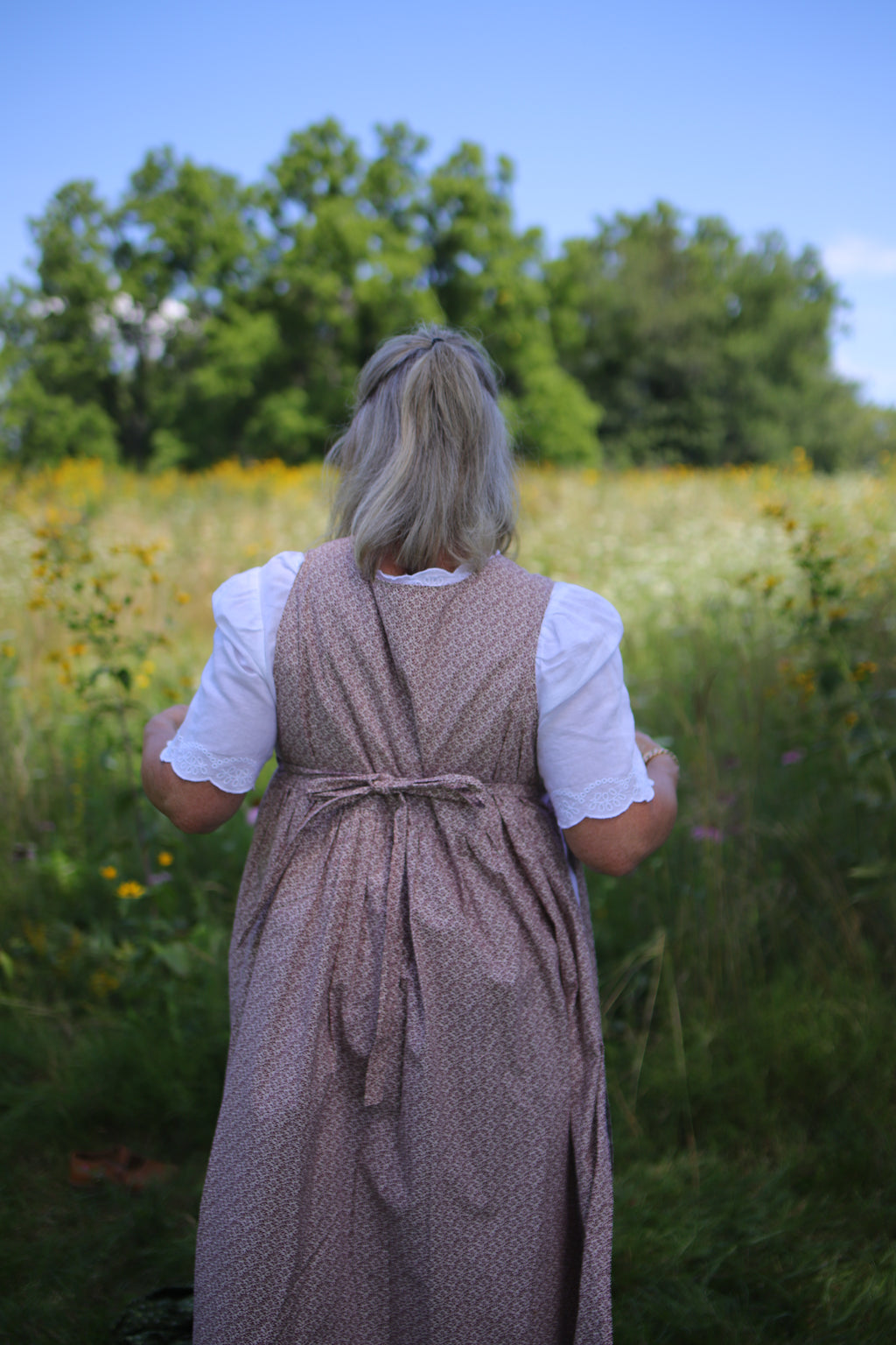 Crimson Vine Calico Pinafore Dress