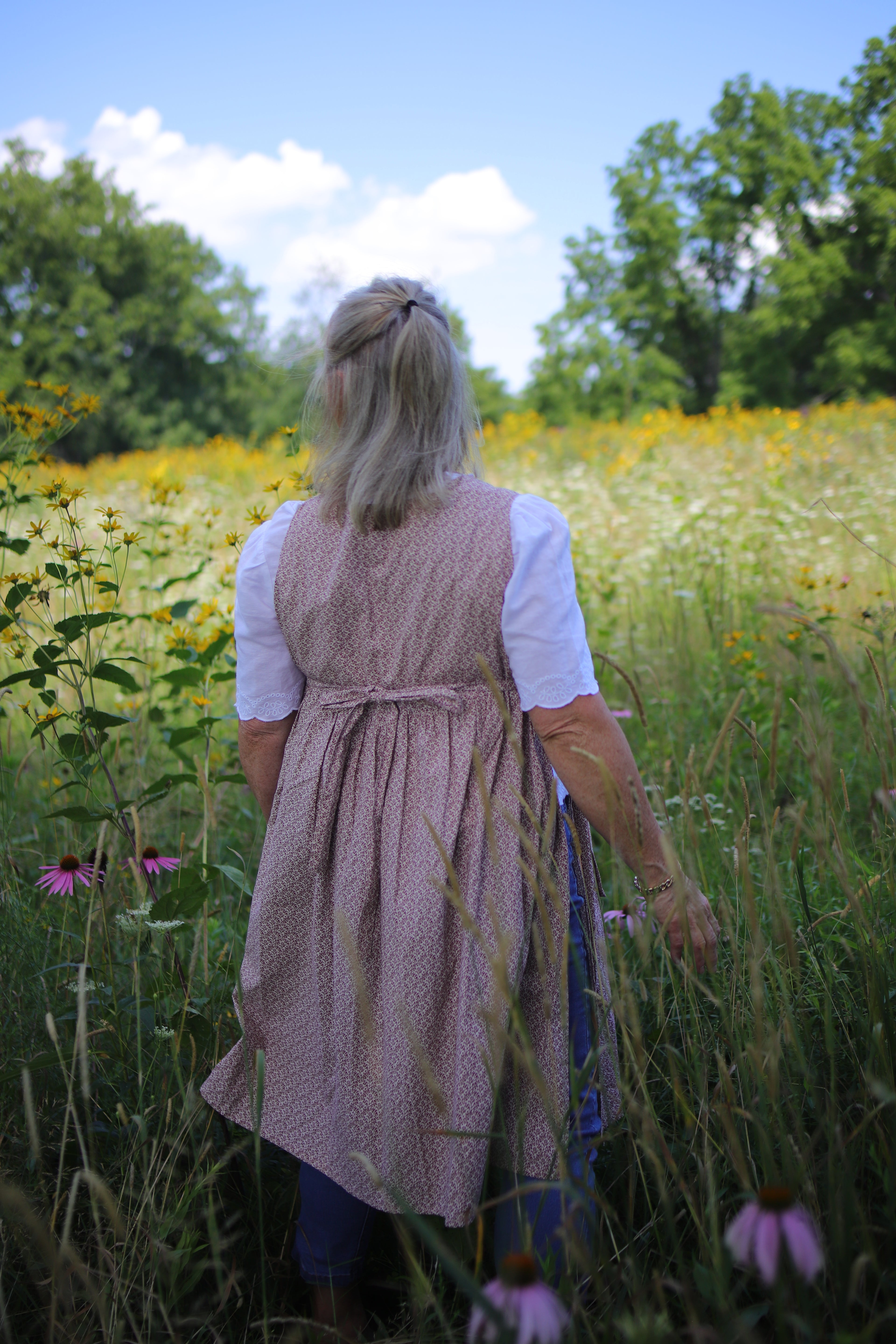Crimson Vine Calico Pinafore Dress