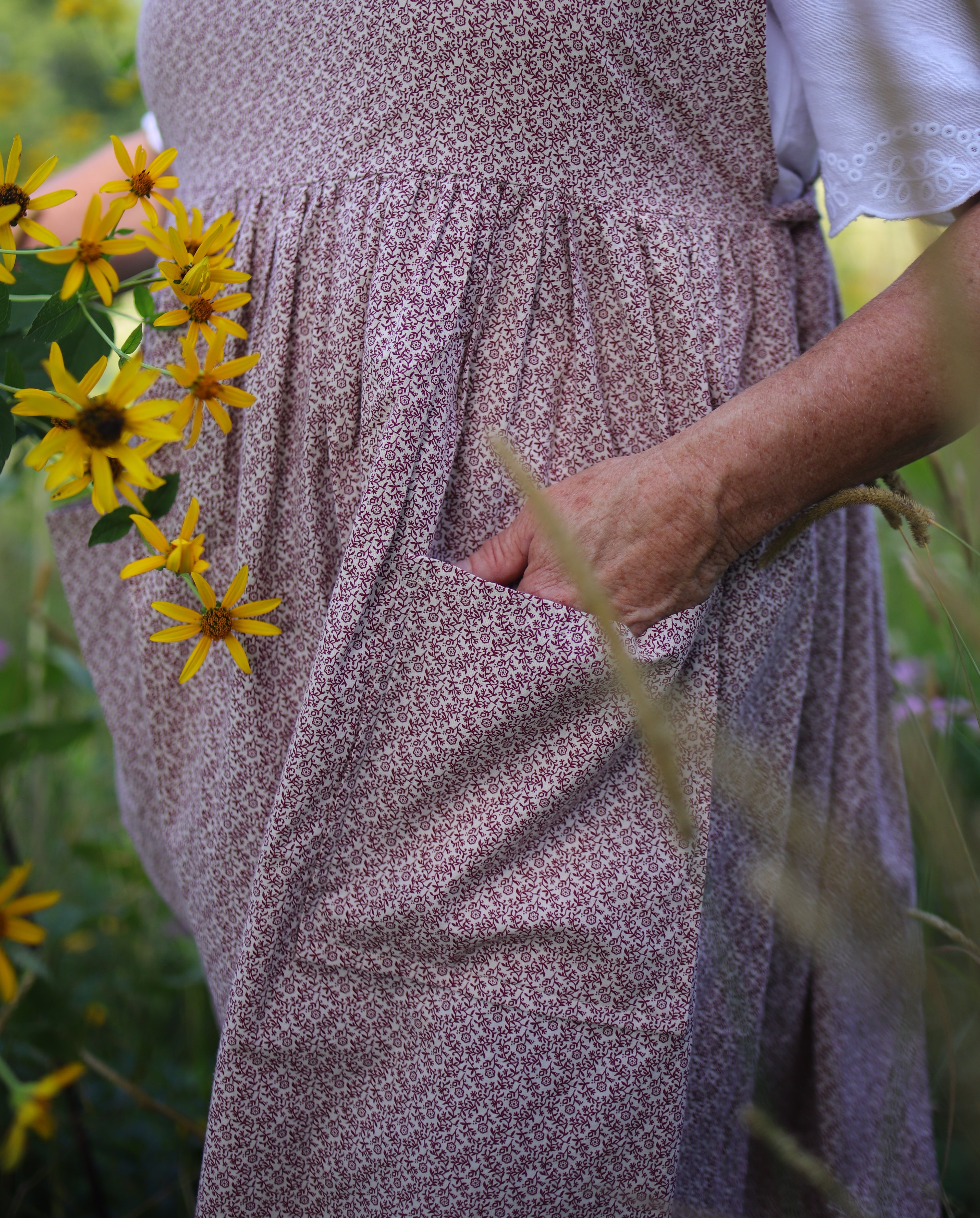 Crimson Vine Calico Pinafore Dress