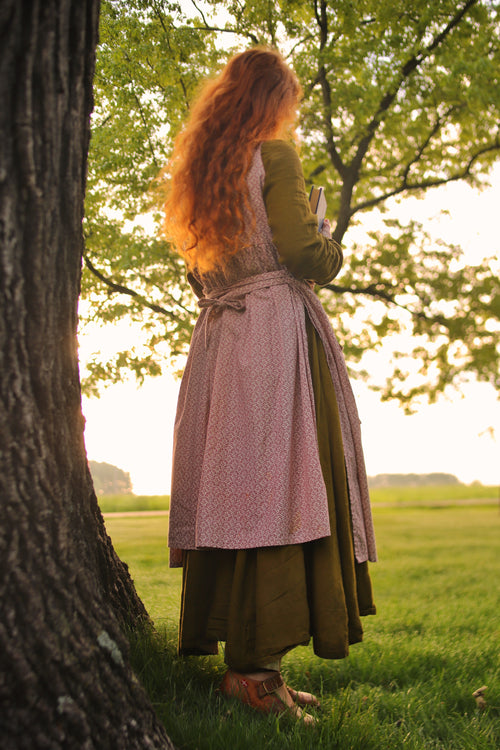 Crimson Vine Calico Pinafore Dress